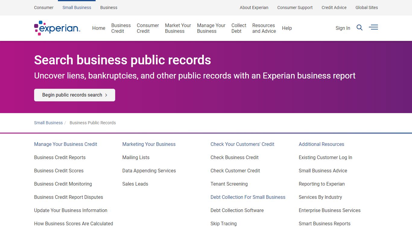 Search business public records - Experian